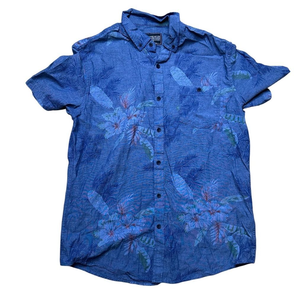 Men’s‎ Blue Tropical Print Shirt